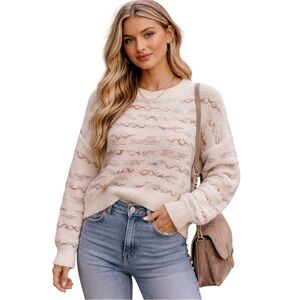 Altar'd State Cream
Textured Knit Sweater Size M
Boho Cozy Fall Pullover